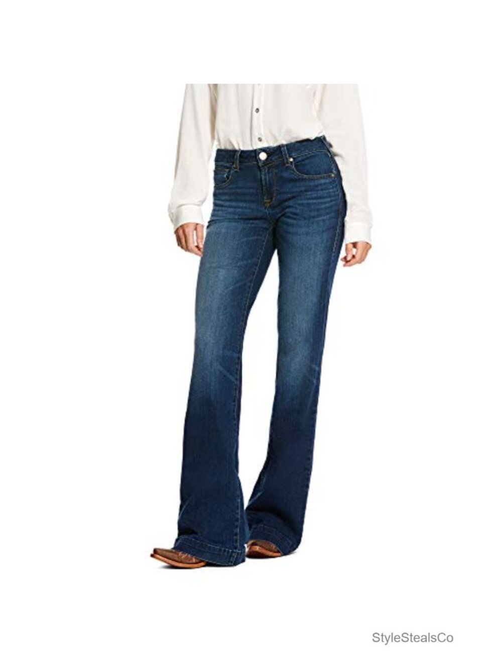 Ultra Stretch Boot Cut Trouser Jeans Mid Rise Wide Leg